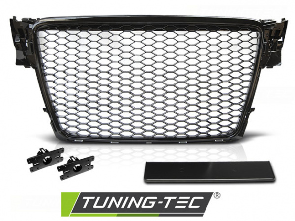 Upgrade Sportgrill / Kühlergrill für Audi A4 B8 (8K) 08-11 Hochglanz schwarz in Wabendesign